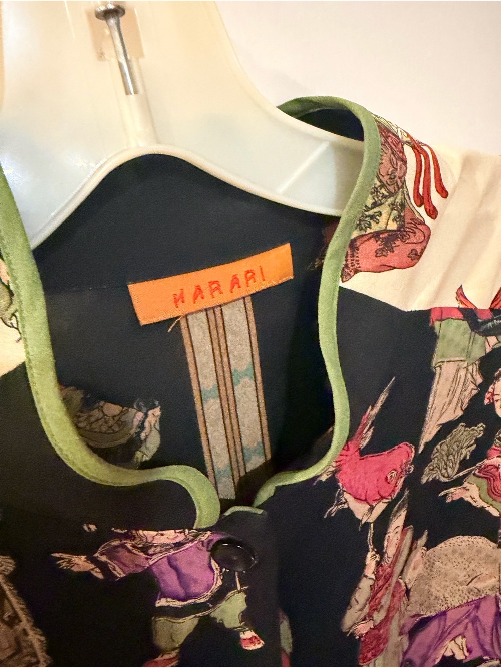 Harari Vintage Silk Asian Geisha Print Blouse - Picture 5 of 6
